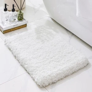 Bathroom Rugs White 17×24 Fluffy Absorbent Bath Rug Carpet Absorbent Washable... - Picture 1 of 7
