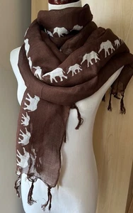 Coldwater Creek Caravan Schal braun rechteckig mit Elefantenprints Gr. 72X33 - Bild 1 von 15