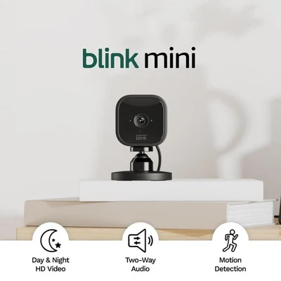 Blink Mini | Indoor plug-in pet security camera, 1080p HD day and night Black  - Image 1 of 4