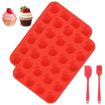 Muffin Backform, 2 Stück Muffinform Silikon 24 Cavity Mini Muffins Backform, ... - Bild 1 von 4