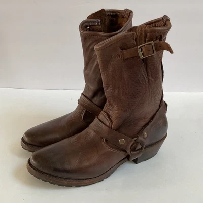 Винтажная обувь компании Eliza инженер кожи сутулиться ботинки женщин 7,5 ремень Moto - Изображение 1 из 4