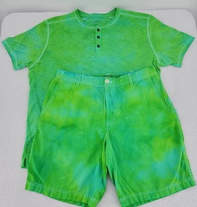 Men's Procion Ice Tie Dye Outfit Izod Shorts Size 34 & Apt. 9 Shirt Size Medium - Picture 1 of 22