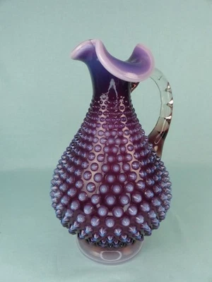 Vintage Fenton Art Glass Plum Opalescent Hobnail Pitcher Decanter 10" No Stopper - Image 1 of 4