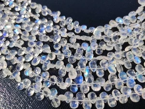 Natural Blue Flashy Rainbow Moonstone Faceted Pear Shape Handmade Gemstone beads - Picture 1 of 12