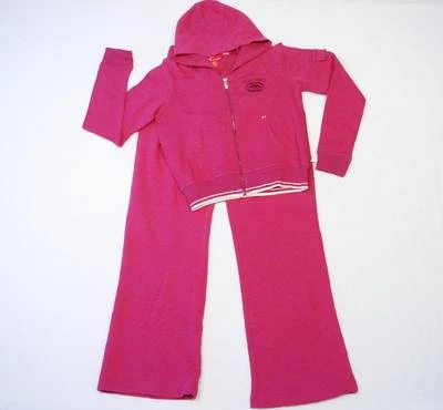 Ecko 红色粉色连帽夹克连帽衫和裤子特大号 XL 16 全新带标签 68 美元 — 第 1/4 张图片