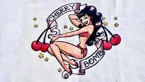 Tattoo Pin-Up Cherry Bomb Banner Counted Cross-Stitch Pattern Chart - Picture 1 of 2