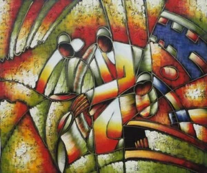 20x24 Two Male Musicians By Picasso Oil Painting Modern Cubism Portrait - Picture 1 of 1