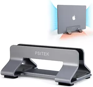 Aluminum Vertical Laptop Stand Dock Holder, Adjustable Slot Width 12-42mm, Space - Picture 1 of 6