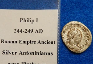 244-249 AD Philip I Ancient Roman Silver Antoninianus Coin 2.9 grams, Huge 23mm - Picture 1 of 5