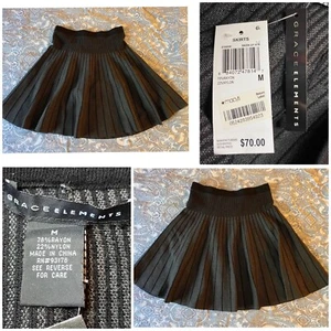 Grace Elements Damen mittelgrau/schwarz Strick ausgestellt A-Linie Rock-Neu mit Etikett - Bild 1 von 12