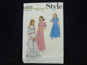 1974 VINTAGE STYLE PATTERN # 4516 ~GIRL'S LONG BRIDESMAID'S DRESSES ~SIZE 6 - Picture 1 of 8