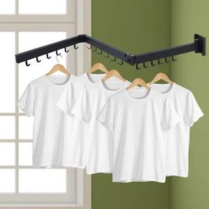 360° Rotating Clothes Hanger Retractable Drying Rack Wall Mounted Laundry Shelf - Picture 1 of 16