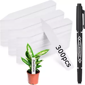 300Pcs Waterproof Plant Labels 4" Garden Tags with Permanent Marker for Outdoor - Picture 1 of 7