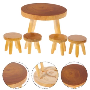  1 Set Miniature Wooden Table And Chair Model Decors Dollhouse Furniture Models - Picture 1 of 12