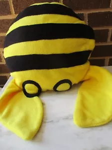Einzigartige Neuheit Hummel Dekokissen 14 Zoll rund gelb/Streifen Plüsch Flügel Augen - Bild 1 von 3