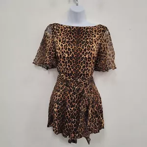 Agent Provocateur Women Silk Leopard Kittie Romper Size 8 Open Back Festival NWT - Picture 1 of 19