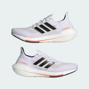 SZ US 8.5 Adidas Ultraboost 21 Tokyo White Solar Red Mens Running Shoes S23863 - Picture 1 of 8