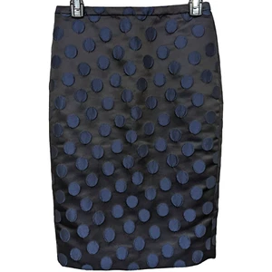 NWOT J. Crew Black and Blue Polka Dot The Pencil Skirt sz 0 - Picture 1 of 6