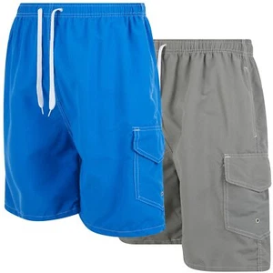 Mens Swim Trunks, Cargo Shorts Quick Dry /w Mesh Lining, 3 Pockets, 2 Pairs - Picture 1 of 24