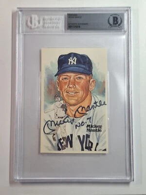PEREZ STEELE 1981 Mickey Mantle Signed INSCRIBED "NO.7"  HOF  BECKETT #6518 - Image 1 of 4