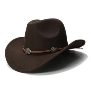Cute Young Boys Girls kids Western Cowboy Hat Children Wool Blend Wide Brim Cap - Picture 1 of 22