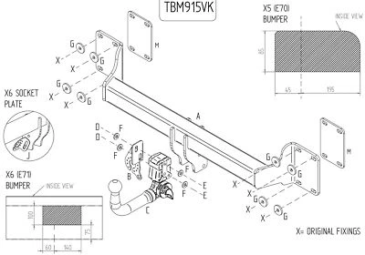 Barra de remolque automotriz desmontable vertical Towtrust para BMW X5 SUV 2007 a 2013 Foto 1 de 4
