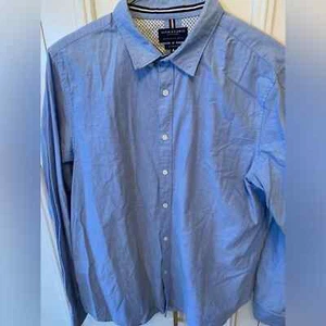 Denim e fiori uomo blu manica lunga abbottonato taglia XL - Foto 1 di 4