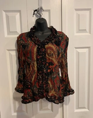 Top Agora Cuentas Talla M Borde con Volantes Arrugado Paisley Estampado Cachichemira Hada Capricho Y2K Foto 1 de 4