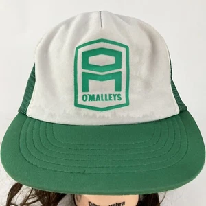 Vintage 1980s O’MALLEYS Cap Snap Mesh Back Trucker Hat Flat Bill - Picture 1 of 6