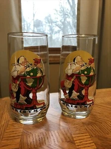 Set 2 Curtis Pub Coca-Cola Vintage 1926 Natale Norman Rockwell Repro. Occhiali - Foto 1 di 7