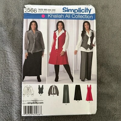 Simplicity 2566 Khaliah Ali Pattern 20W-28W Blouse Pants Vest Maxi Skirt Jumper - Image 1 of 4