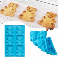 6 Cavity Bear Silicone Muffin Pan Pudding Cake Mold Bakeware Baking Tray Mould