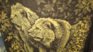 Vintage Fleece animal print lion print USA reversable blanket 88"x98" Garcia - Picture 1 of 8