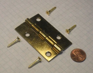 GRANT/HETTICH #2646 DOOR HINGE, STEEL, BRASS-PLATED, 2-1/2" (H) x 1-21/32" (W) - Picture 1 of 3