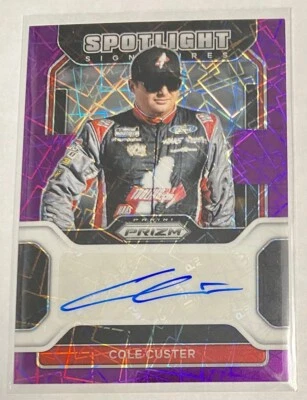 2022 PRIZM NASCAR RACING SPOTLIGHT PURPLE VELOCITY AUTO - COLE CUSTER #91/99 - Image 1 of 2
