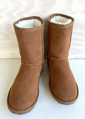 Chinelos femininos Emu Bronte Lo camurça castanha forrado merino botas Ukala 8/masculino 7 - Imagem 1 de 4