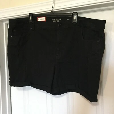 Nuevos Pantalones Cortos Para Mujer Jennifer Lopez Boyfriend Negros Talla 24W Mis Rise Jlo Puño Pierna Foto 1 de 3
