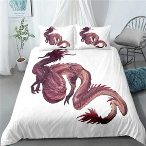 Scaly Season Dragon Assistance 3D Quilt Duvet Doona Cover Set Pillow case Print - Bild 1 von 4