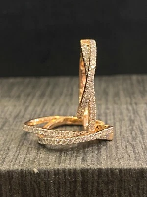 Pave 0.78 TCW Round Brilliant Cut Natural Diamonds Hoop Earrings In 750 18K Gold - Image 1 of 4