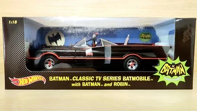 Batman Classic Tv Series Batmobile with Batman and Robin 1/18 Hot Wheels DJJ39 - Immagine 1 di 4