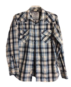 Levi Strauss Two Horse Brand blau schwarz grau kariert Perlenknopf Herren L Taschen - Bild 1 von 5