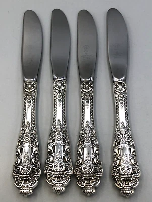 Juego de 4 esparcidores de mantequilla Crown Baroque de Gorham de plata de ley 6 3/8" Foto 1 de 4