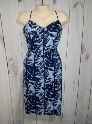 NUEVO CON ETIQUETAS $128 Banana Republic 6 Azul Floral Vestido Solero Funda Algodón Rockabilly  Foto 1 de 4