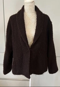 Eileen fisher wool blend shaggy jacket coat size XL Brown Long sleeve Occasion - Picture 1 of 5