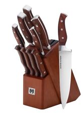 Supreme Series 11Piece Wood Handle Knife Set in Walnut Block Integrated Sharpene