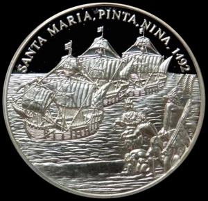 1492-1992 SILVER PROOF CHRISTOPHER COLUMBUS 500th ANNIVERSARY 20 GRAM - Picture 1 of 2
