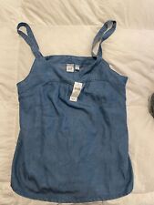 GAP Denim Blouse Crop Top Halter Womens Size M Medium  Blue New With Tags NWT