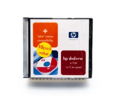 A NOS Factory Sealed 10 Pack of HP DVD+RW 4.7GB 1x/2.4x Speed Re-writable Discs - Image 1 of 3