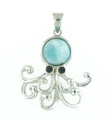Colgante Larimar Natural Plata de Ley 925 - Pulpo Hawaiano Foto 1 de 2