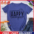  Happy camper Round Neck T-shirt-018286-Retro blue-XXL